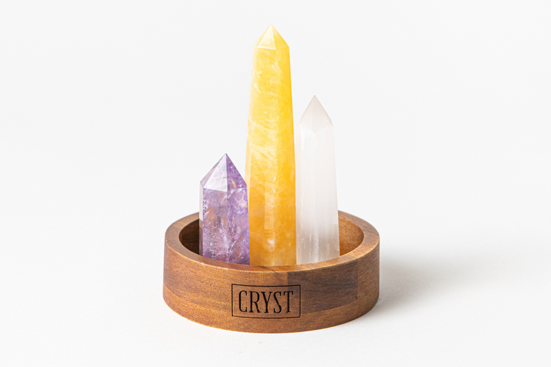 Clearing Energy Crystal Trio - Orange Calcite, Selenite + Amethyst