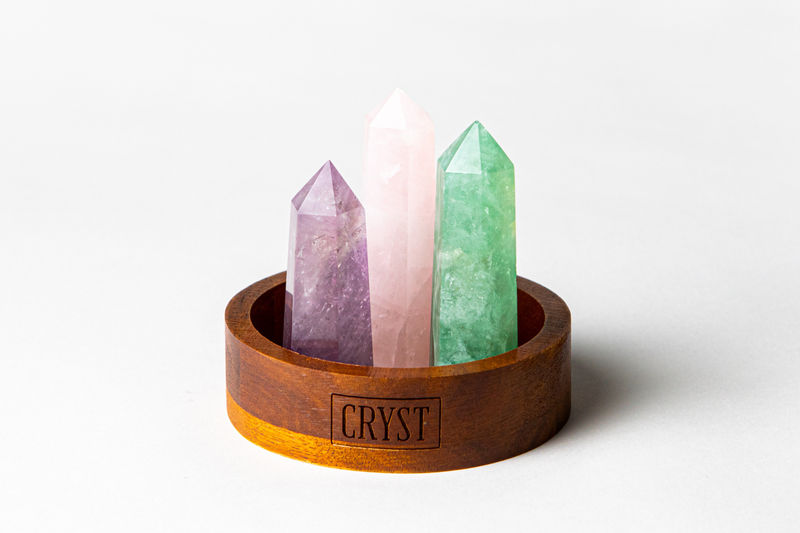 Aquarius Crystal Trio - Amethyst, Fluorite + Rose Quartz