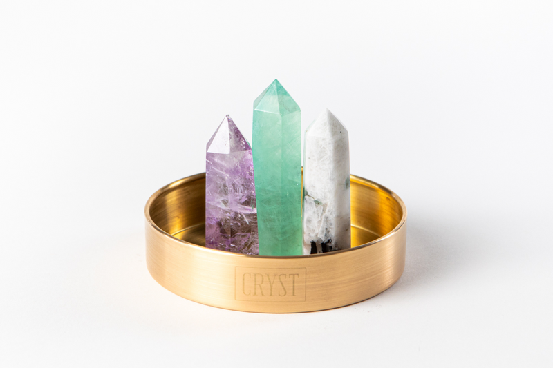 Pisces Crystal Trio - Rainbow Moonstone, Fluorite + Amethyst
