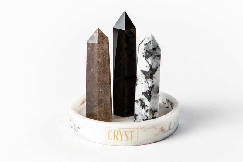 Concentration + Grounding Crystal Trio - Smoky Quartz, Tourmaline Quartz + Hematite