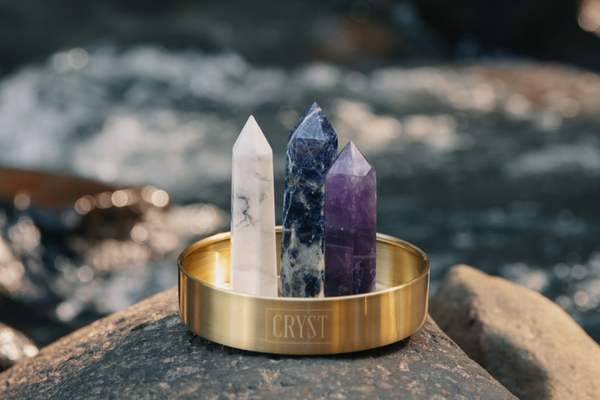 The Sleep Trio crystal set includes Smoky Quartz, White Howlite and Amethyst crystals. These crystals work in synergy to relax the body and mind to promote sleep and relaxation. Cryst Collective energy-charged crystals Australia.