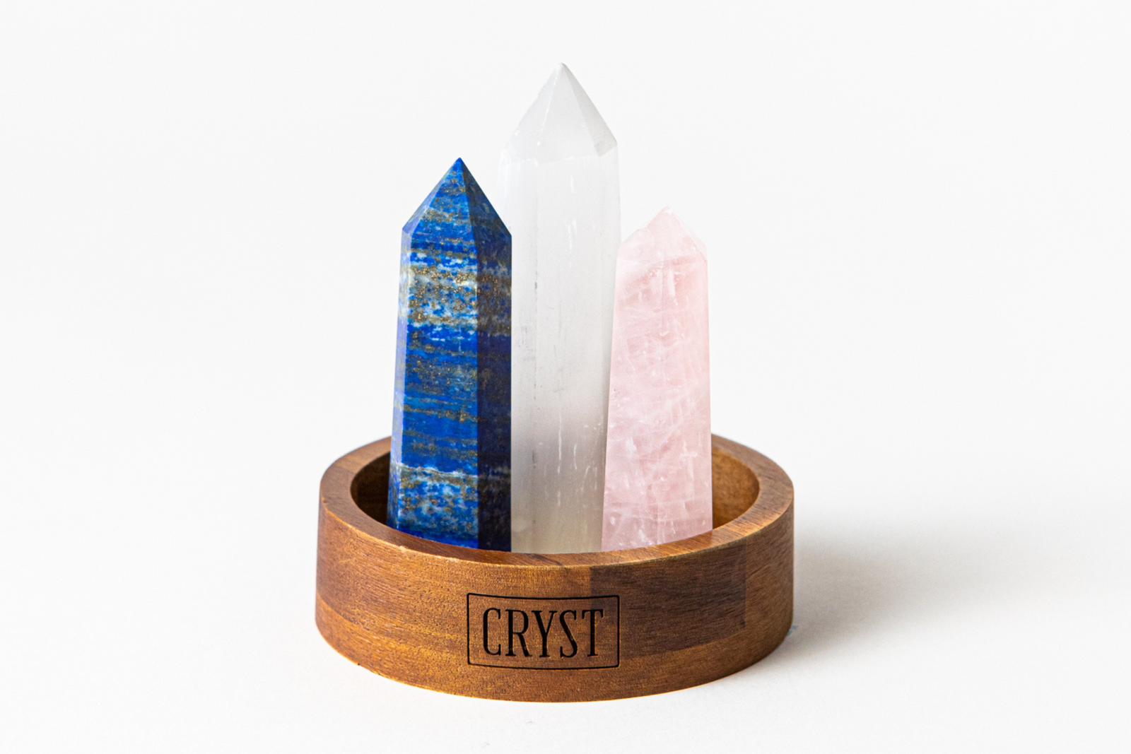Taurus Crystal Trio: Rose Quartz, Selenite and Lapis Lazuli for