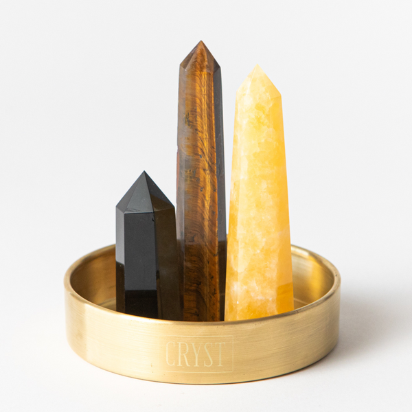 Leo Crystal Trio: Tiger's Eye, Orange Calcite and Onyx for the Leo