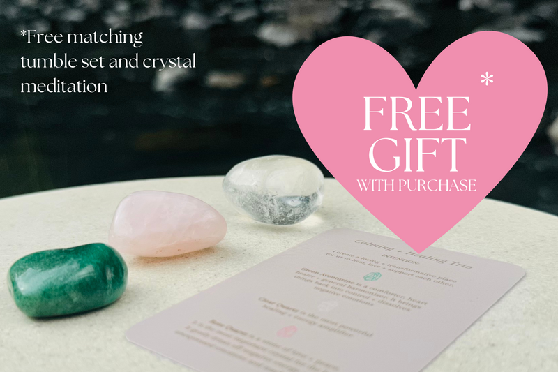 Calming + Healing Crystal Trio (Medium) - Green Aventurine, Rose Quartz + Clear Quartz