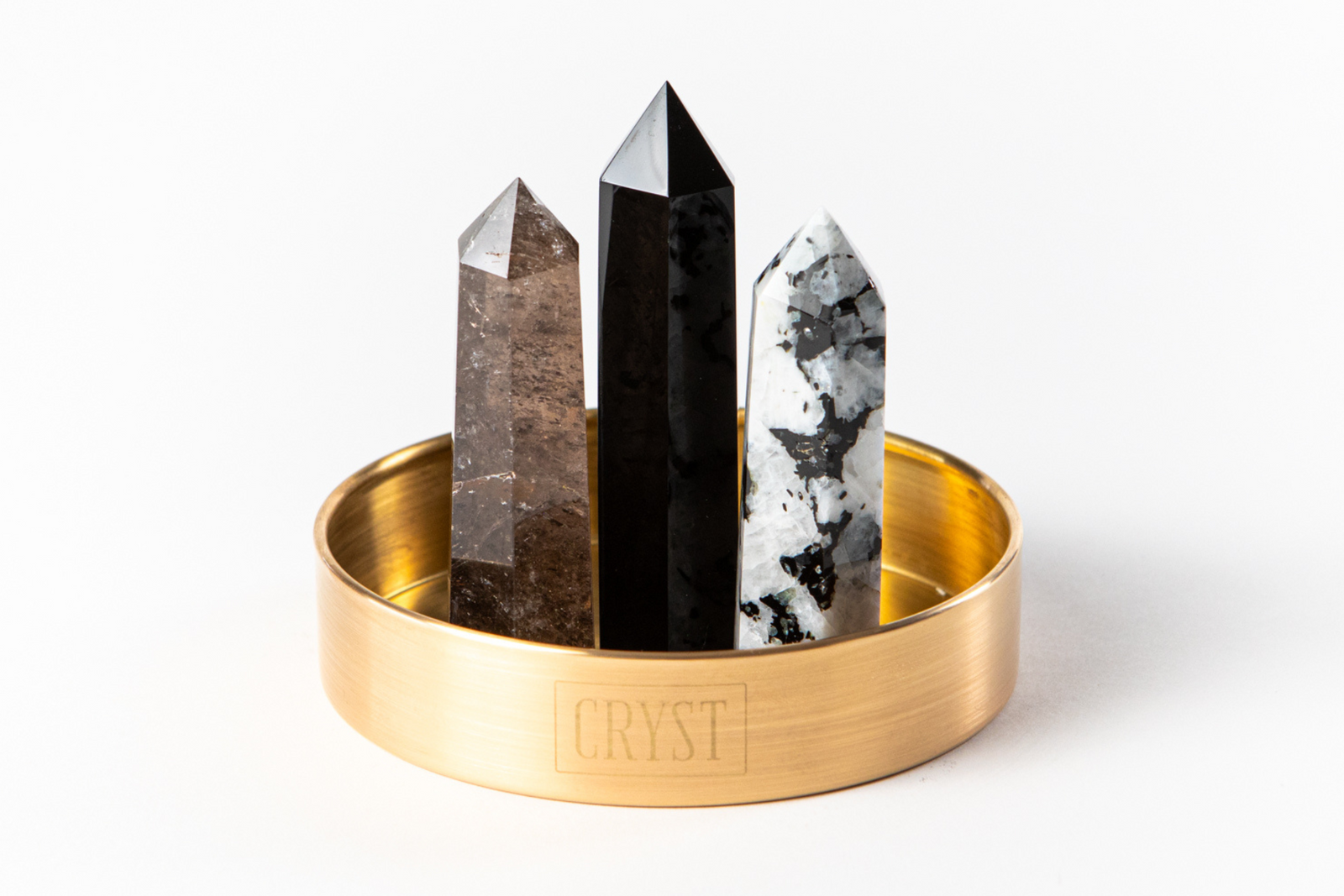 Scorpio Crystal Trio: Onyx, Smoky Quartz and Rainbow Moonstone for