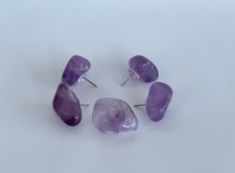 Amethyst Crystal Pushpins (Set of 5)