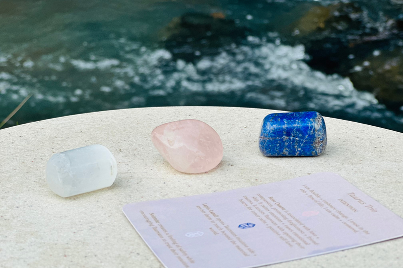 Crystals for Taurus zodiac star sign - Rose Quartz, Lapis Lazuli and Selenite