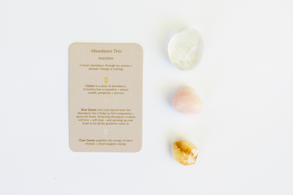 Abundance Crystal Tumbles - Citrine, Rose Quartz + Clear Quartz