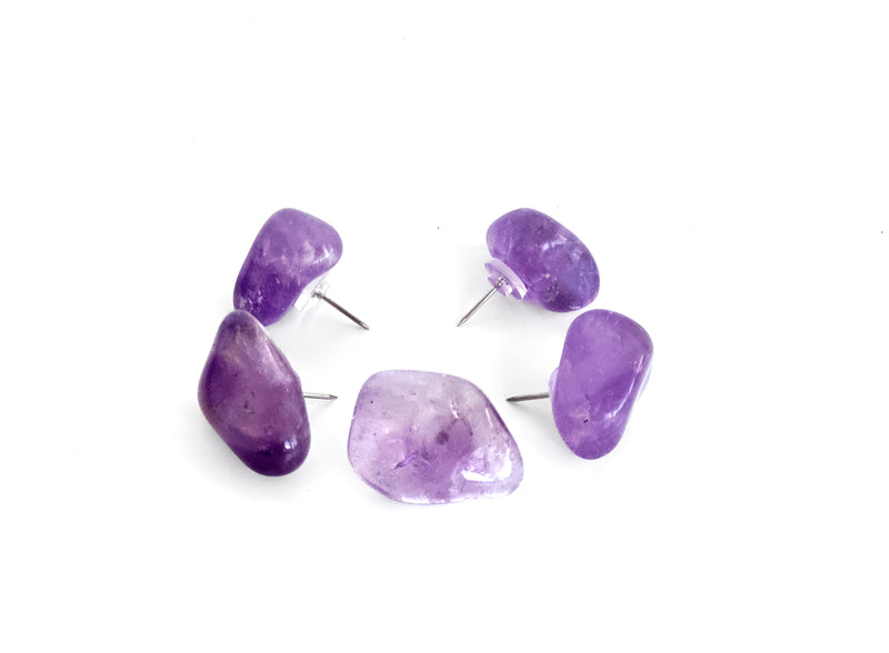 Amethyst Crystal Pushpins for Calm, Clarity & Protection (Set of 5)