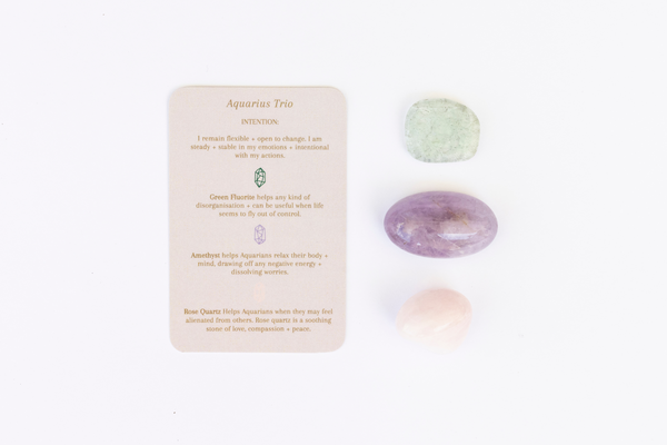 Aquarius Crystal Tumbles - Amethyst, Fluorite + Rose Quartz