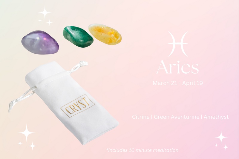 Aries Crystal Tumbles - Green Aventurine, Amethyst + Citrine
