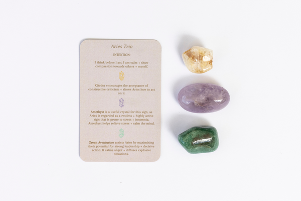 Aries Crystal Tumbles - Green Aventurine, Amethyst + Citrine