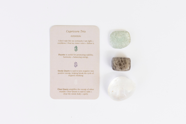 Capricorn Crystal Tumbles - Smoky Quartz, Green Fluorite + Clear Quartz