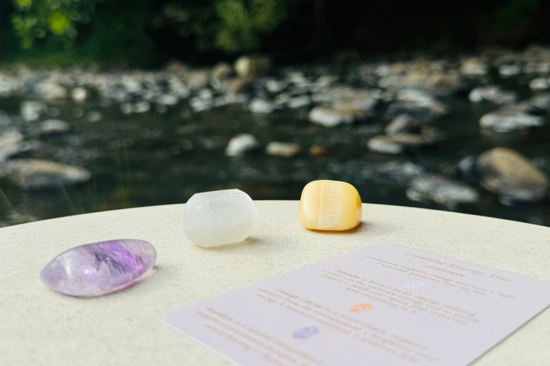 Clearing Energy Crystal Trio Tumbles - Amethyst, Selenite and Orange Calcite