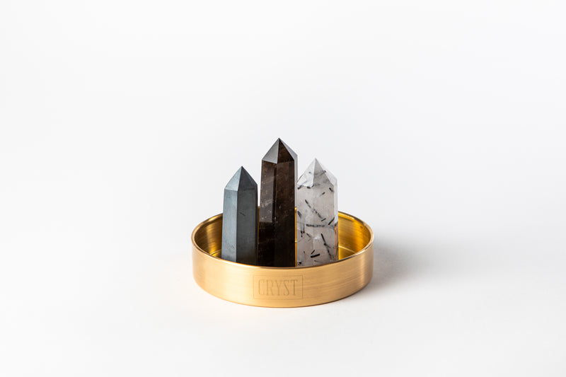 Grounding + Concentration Crystal Trio - Smoky Quartz, Tourmaline Quartz + Hematite