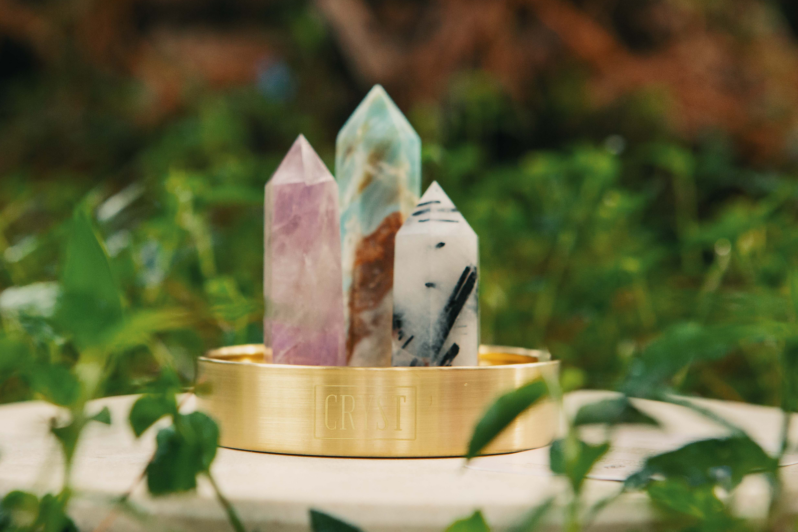 Gemini Crystal Trio: Caribbean Calcite, Tourmaline Quartz and