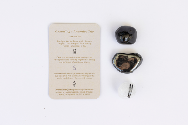 Grounding + Protection Crystal Tumbles - Smoky Quartz, Tourmaline Quartz + Hematite