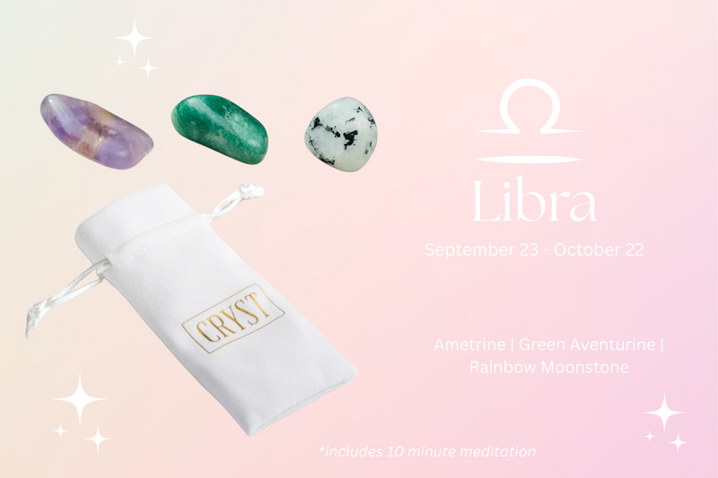 Libra Crystal Tumbles - Green Aventurine, Ametrine + Rainbow Moonstone