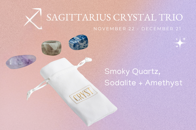Sagittarius Crystal Tumbles - Smoky Quartz, Amethyst + Sodalite