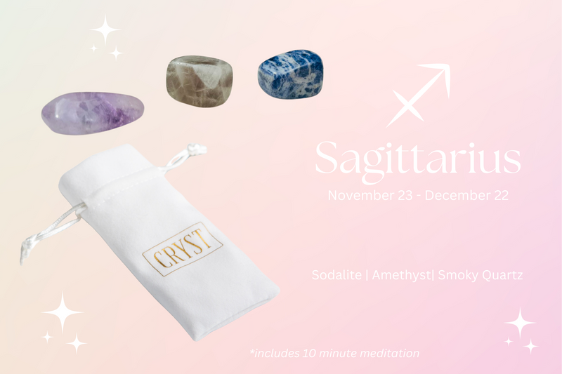 Sagittarius Crystal Tumbles - Smoky Quartz, Amethyst + Sodalite