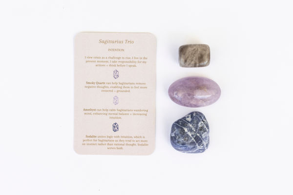 Sagittarius Crystal Tumbles - Smoky Quartz, Amethyst + Sodalite
