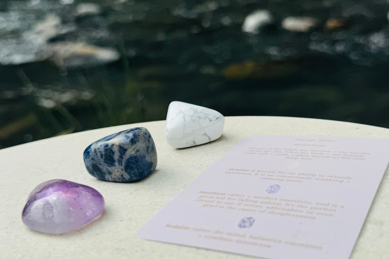 Sleep Crystal Trio Tumbles - Howlite, Sodalite and Amethyst