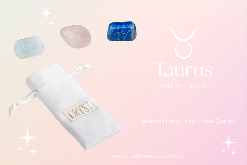 Taurus Crystal Tumbles - Rose Quartz, Selenite + Lapis Lazuli