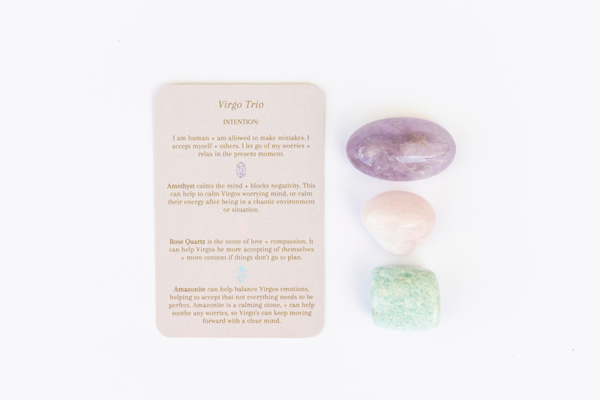 Virgo Crystal Tumbles - Rose Quartz, Amethyst + Amazonite