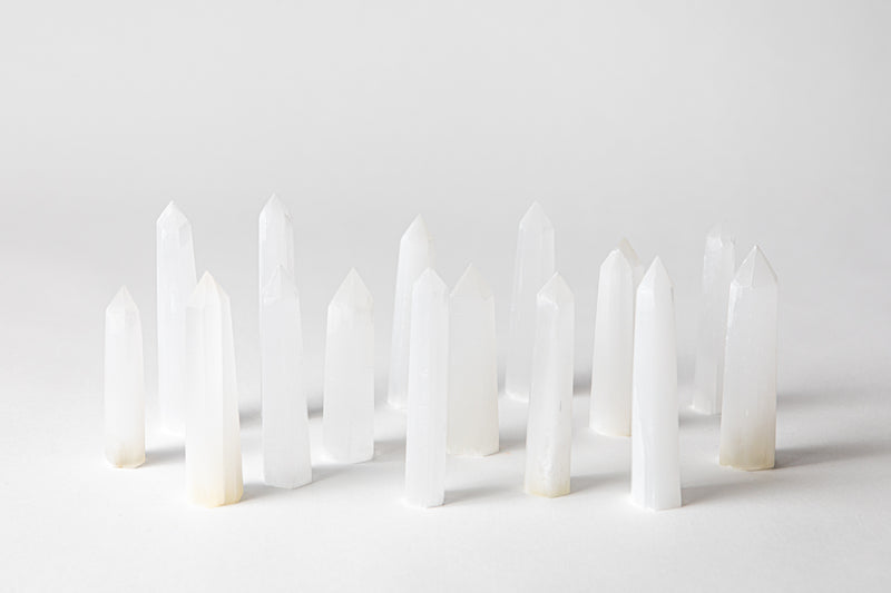 Selenite authentic crystal points, CRYST Collective interior decor pieces Australia.